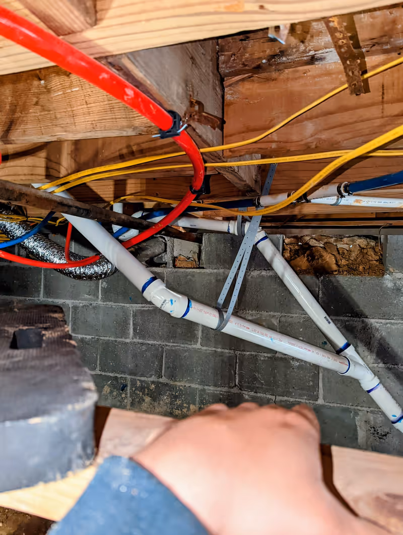 Full plumbing system replacement in a Pleasant Valley home after copper pipes and drains were stolen